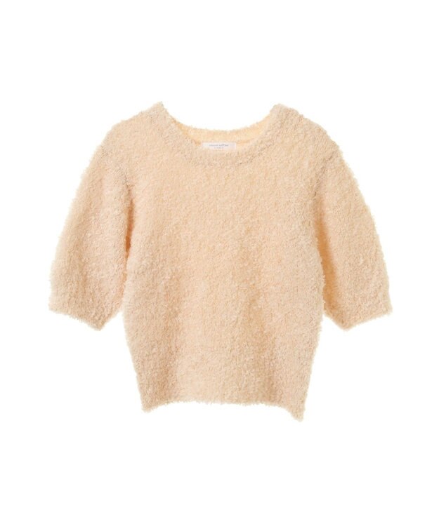 Green Parks テープヤーン半袖ニットプルオーバー Light Beige