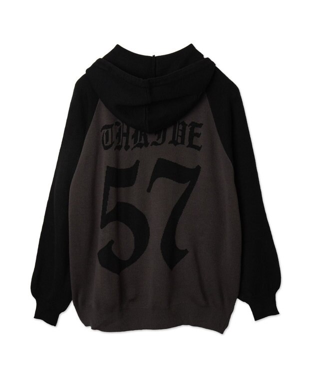 WEGO グラフィックニットパーカー ブラック