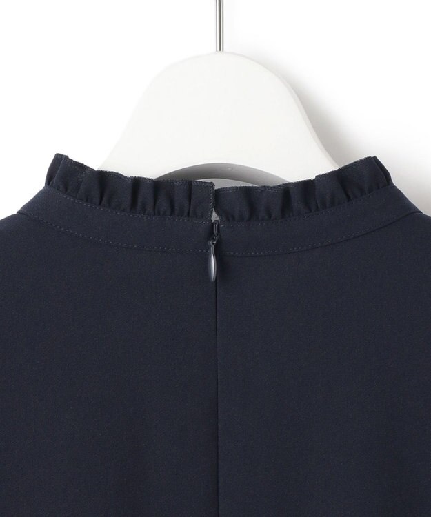 23区 L 【洗える】ジョーゼット フリル ブラウス ネイビー系