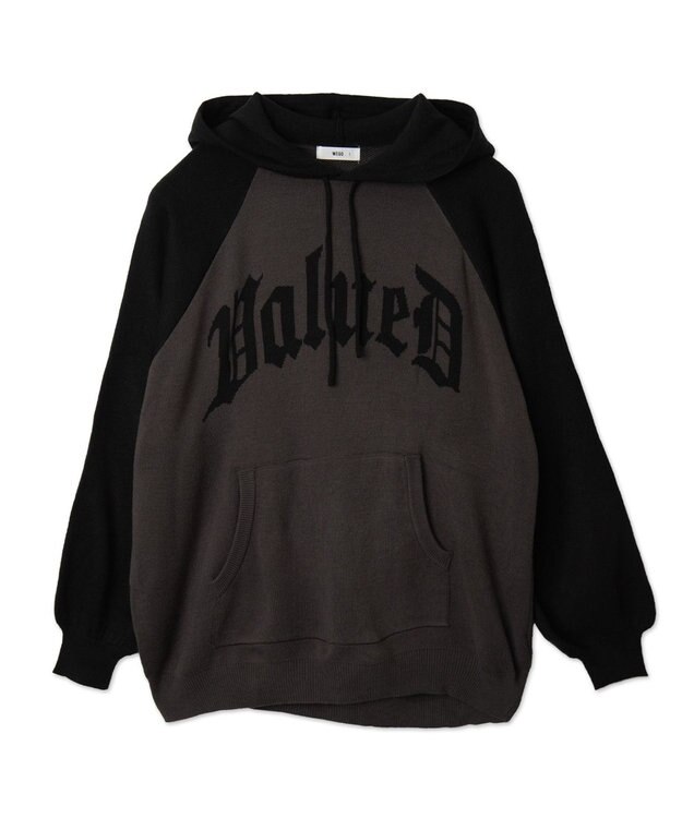 WEGO グラフィックニットパーカー ブラック