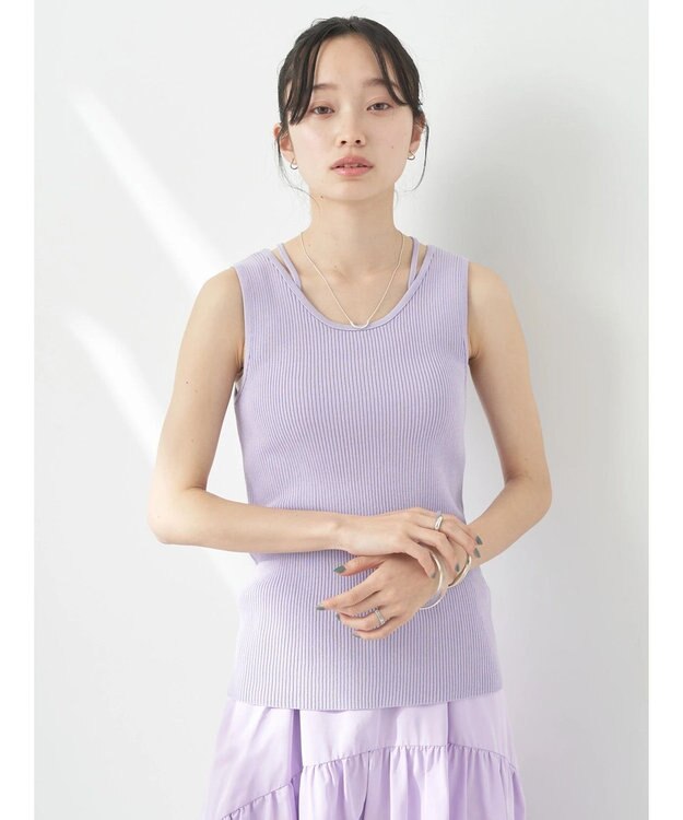 earth music&ecology レイヤリングニットタンクトップ Lavender