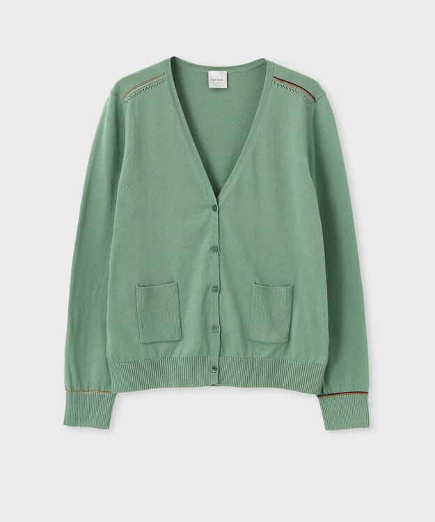 Paul Smith 【洗える】Signature Stripe アイレット カーディガン グリーン