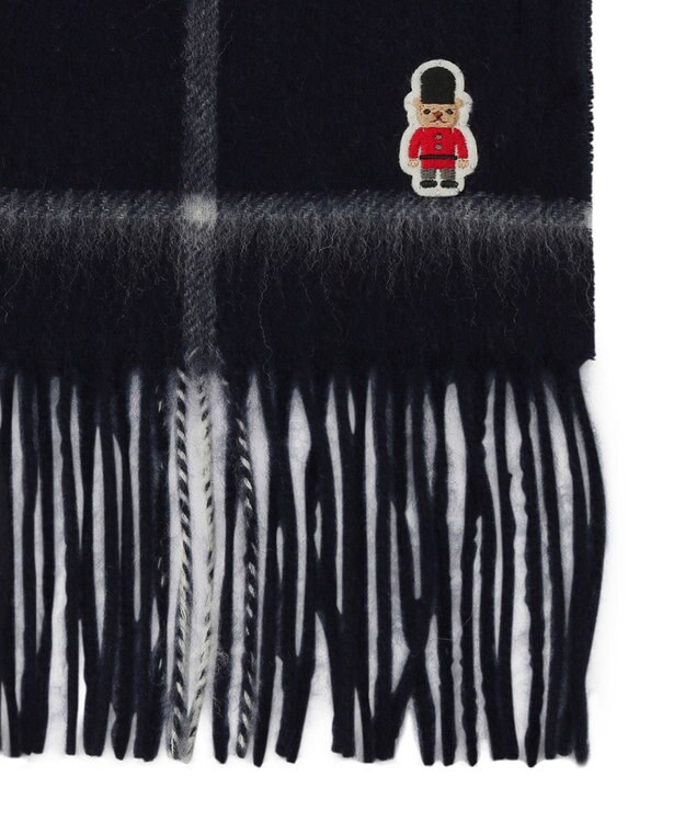 MOONBAT 【WEB限定】MACKINTOSH PHILOSOPHY ウール100%バッキンガムベア チェックマフラー (パッケージ付き) ネイビーブルー