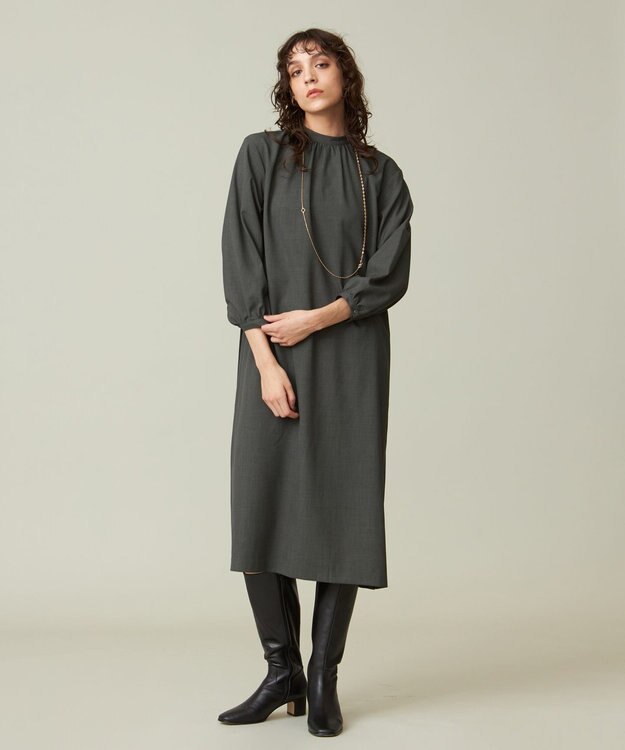 J.PRESS YORK STREET 【WOMEN】バックプリーツワンピース グレー系