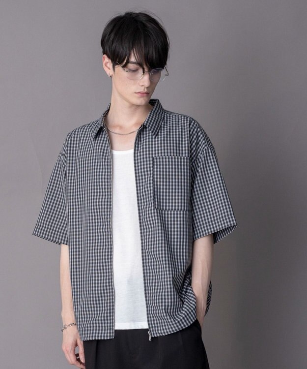 WEGO 【ユニセックス着用ITEM】ミニオンブレZIPシャツ（SS） ブラックチェック1