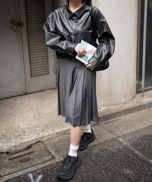 WEGO Fレザードロストショートシャツ ブラック