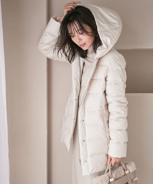 23区 【洗える】シレータフタ ショート ダウンコート ライトベージュ系