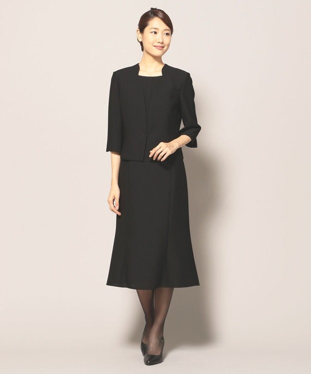 自由区 FORMAL 【前開きワンピース】ネルファータリンググログラン ジャケット+ワンピース ブラック系