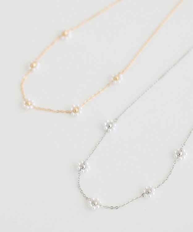 earth music&ecology ビーズフラワーネックレス Silver