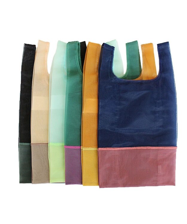 ROOTOTE 0376【直営店限定商品：オーガンジーエコバッグ】/ EU.RSルーショッパー.MID.SUK-A 06：ネイビー/オレンジ