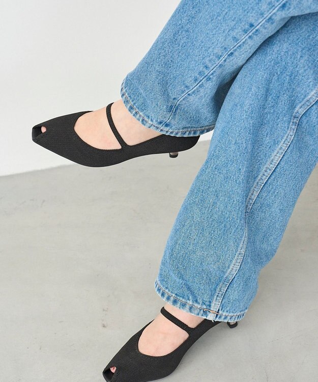 steppi 【洗える/撥水】オープントゥ パンプス ブラック