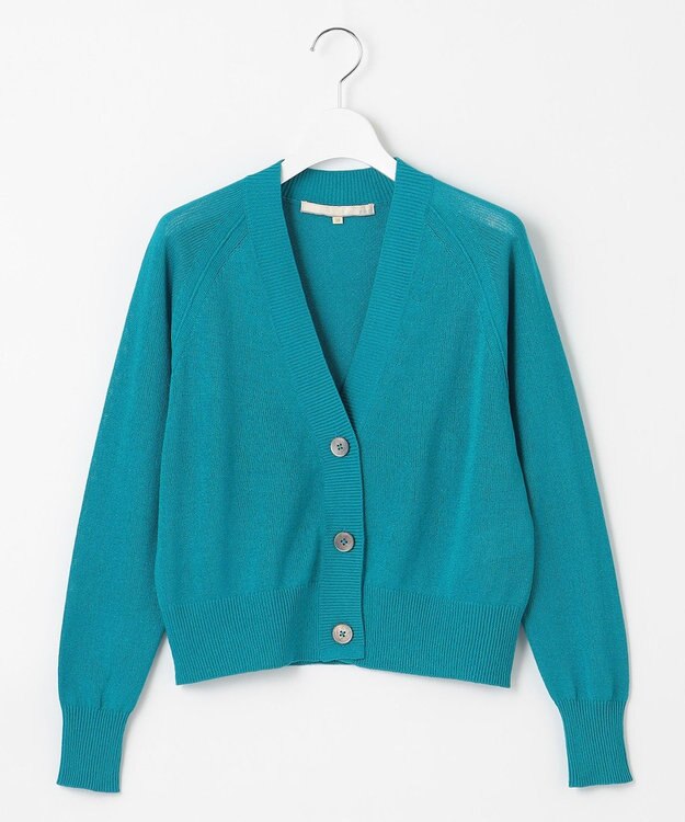 自由区 L 【洗える】ペーパーブレンド カーディガン ブルー系