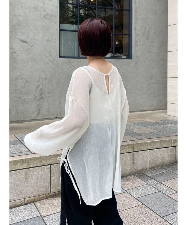 Green Parks 前後２Ｗａｙ　シフォンプリーツチュニック Ivory