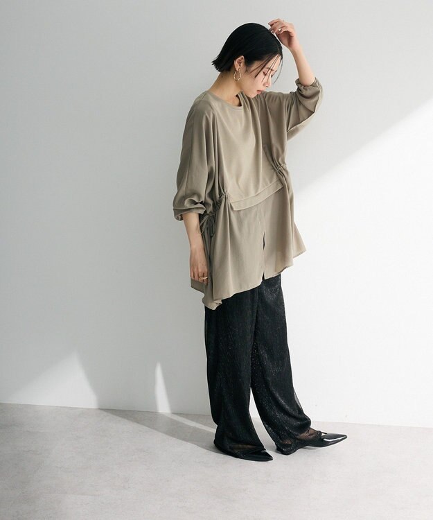 Green Parks 脇リボンドッキングチュニック Khaki