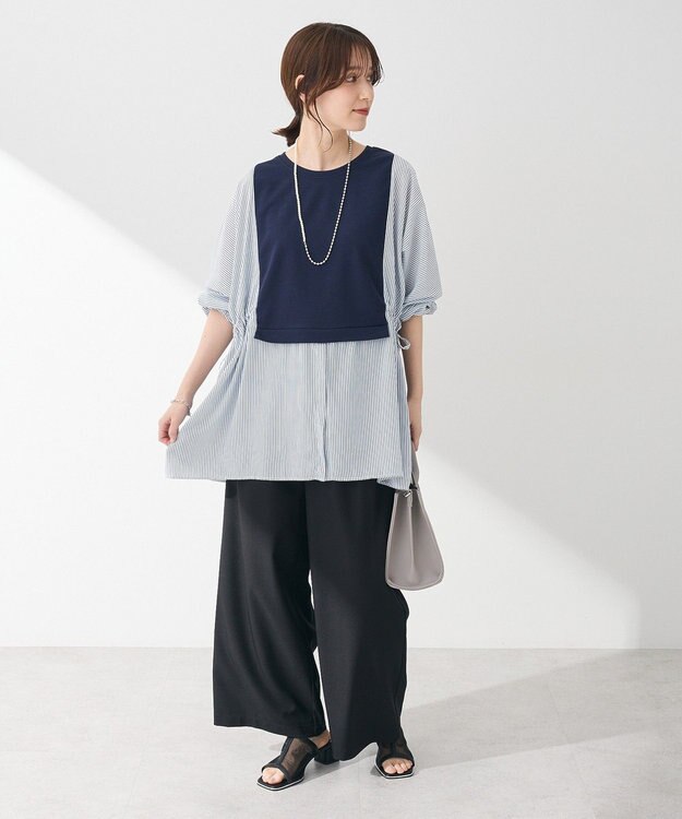 Green Parks 脇リボンドッキングチュニック Navy