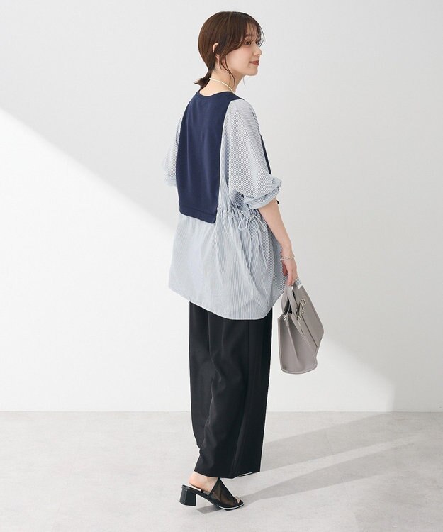 Green Parks 脇リボンドッキングチュニック Navy