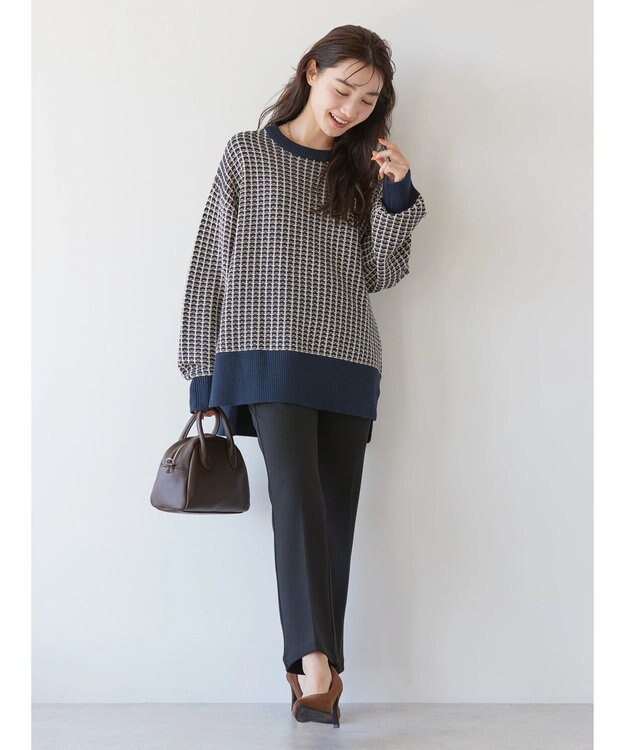 AMERICAN HOLIC 柄編ニットプルオーバー Navy