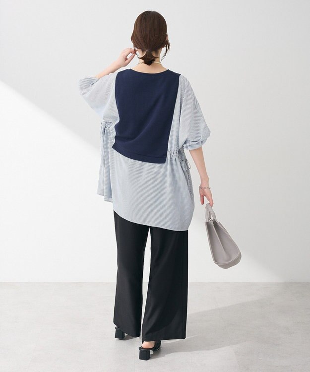 Green Parks 脇リボンドッキングチュニック Navy