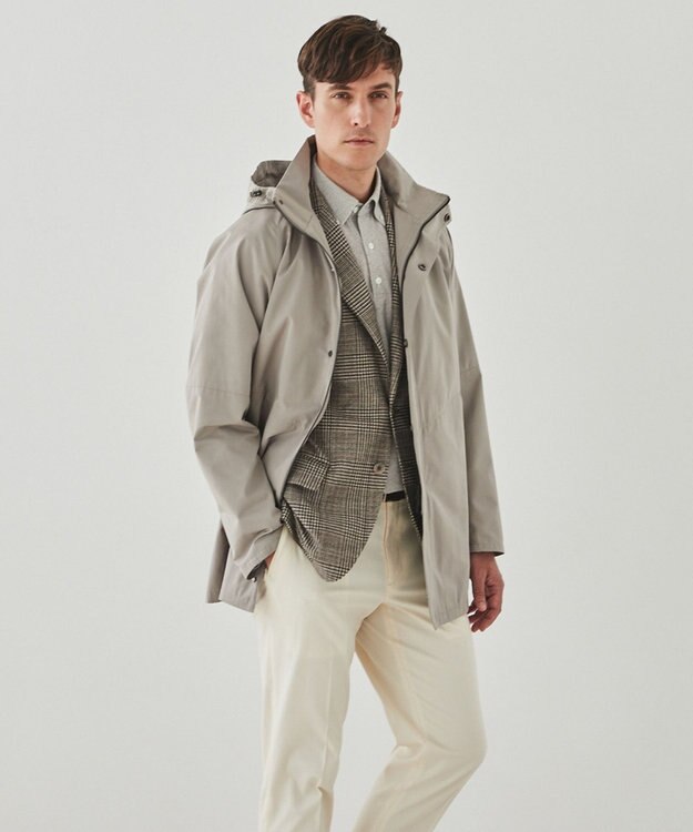 GOTAIRIKU 新柄【吸水速乾/ウォッシャブル】ノルマンディーリネン カーディガンジャケット＿グレンチェック柄 ブラウン系4