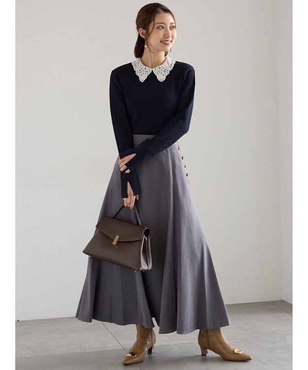 Te chichi ケミカルレースカラーリブニット ネイビー