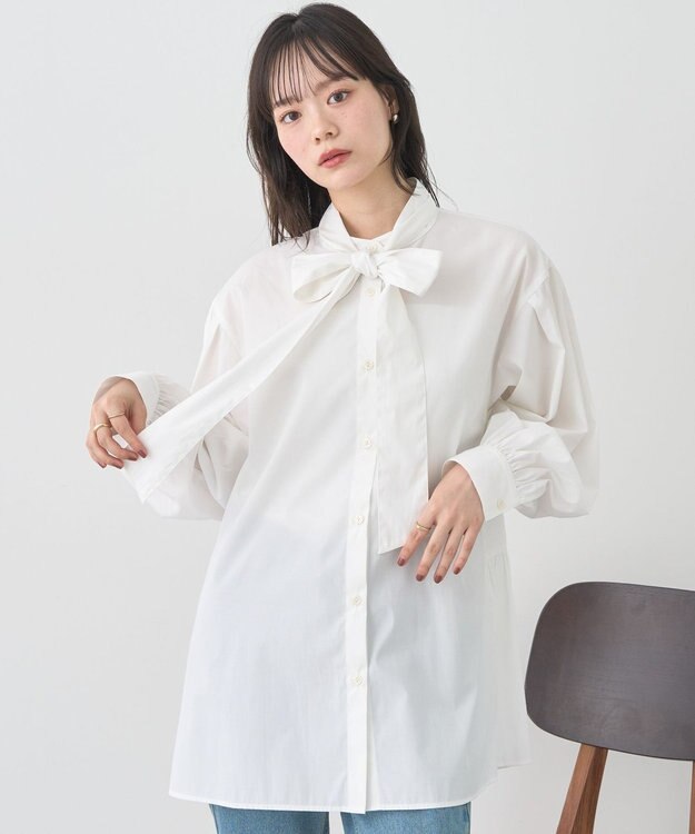 earth music&ecology 2wayボウタイブラウス Off White