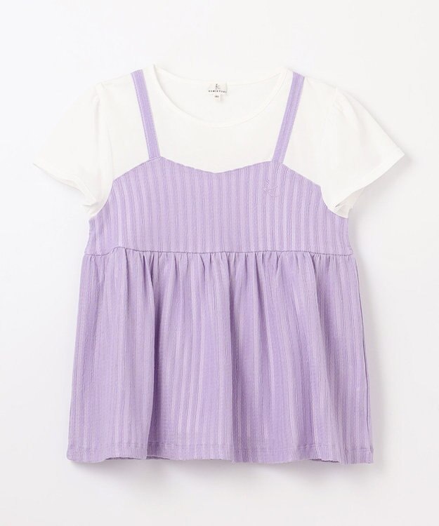 組曲 KIDS 【110-140㎝】レースカットソーコンビ チュニック ラベンダー系