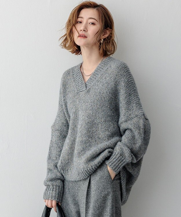 23区 L 【GLOW11月号掲載】ヘアリーラメリリー バルキー ニット ライトグレー系