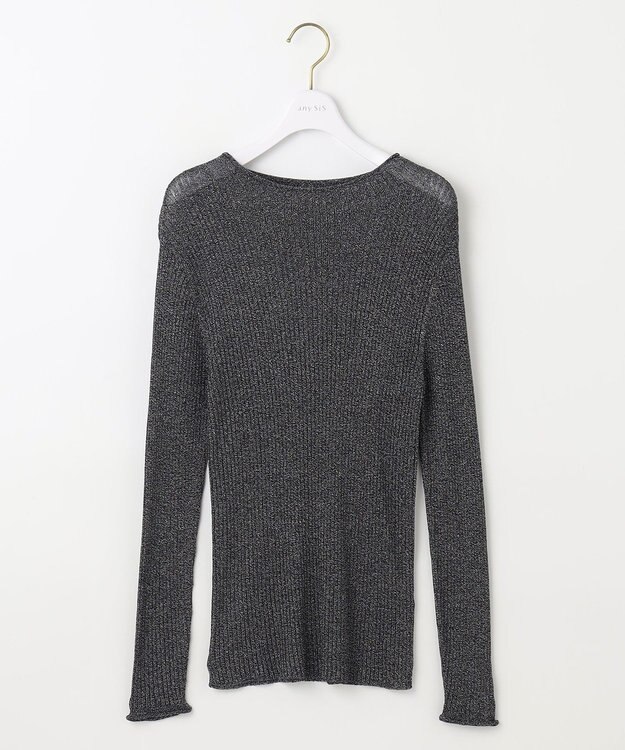 ANY SIS 【洗える】ラメシアーリブ ニット ブラック