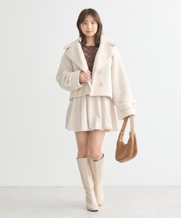 earth music&ecology シャギーショートコート Ivory