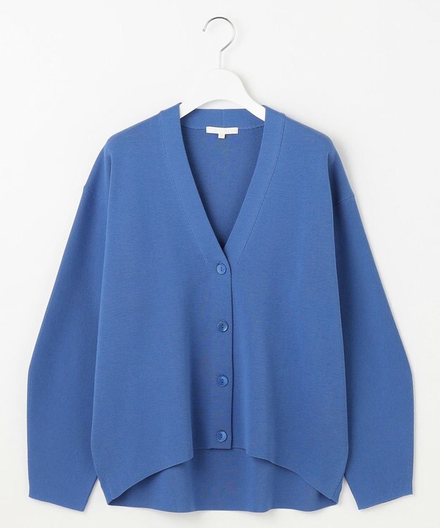 自由区 【洗える】ドライコットンハイゲージニット カーディガン ブルー