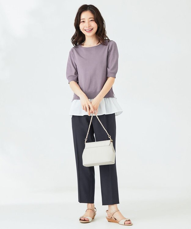 ANY SIS 【洗える】シャツテール ニットＴシャツ ラベンダー