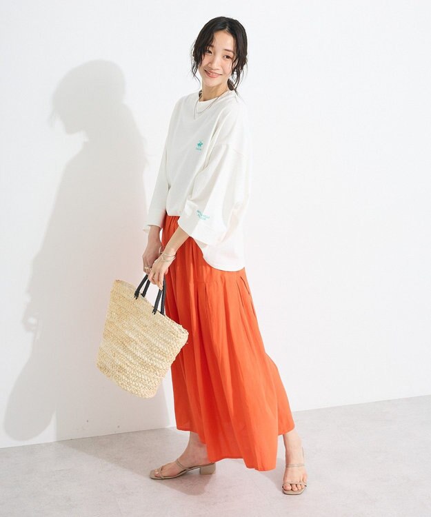 CRAFT STANDARD BOUTIQUE インド綿サイドタック切り替えスカート Orange