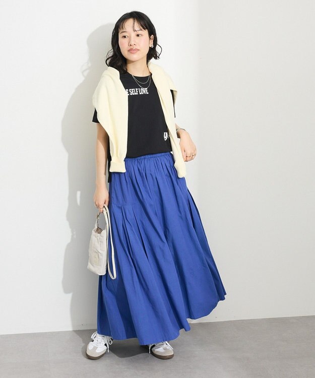 CRAFT STANDARD BOUTIQUE インド綿サイドタック切り替えスカート Blue