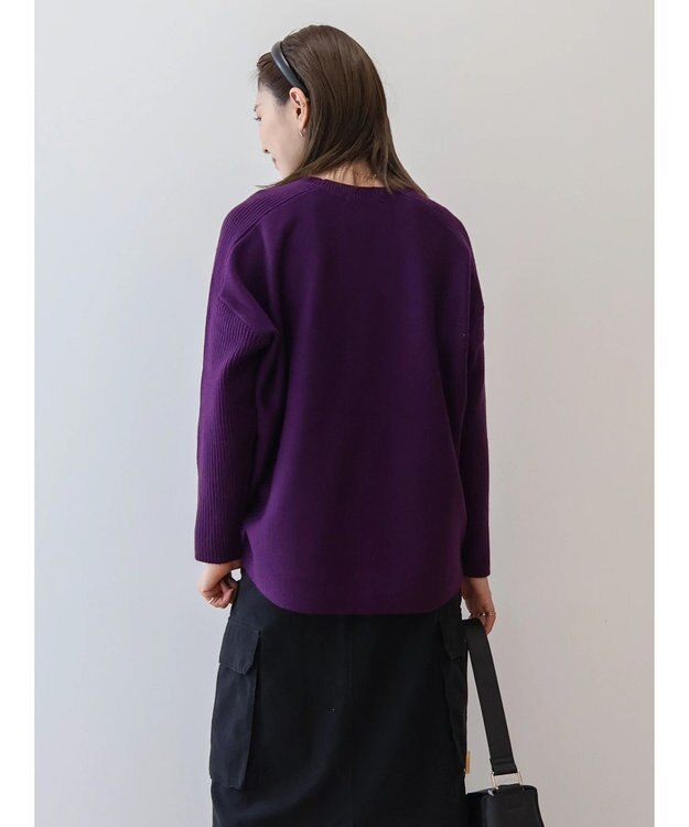 AMERICAN HOLIC バイパチ袖リブラグランニットプルオーバー Purple