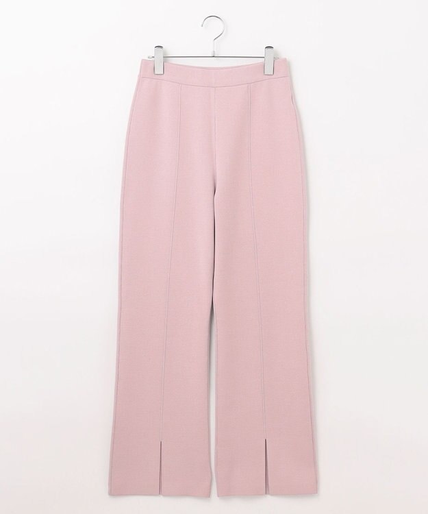 #Newans 【洗える】セミフレアニットパンツ ピンク