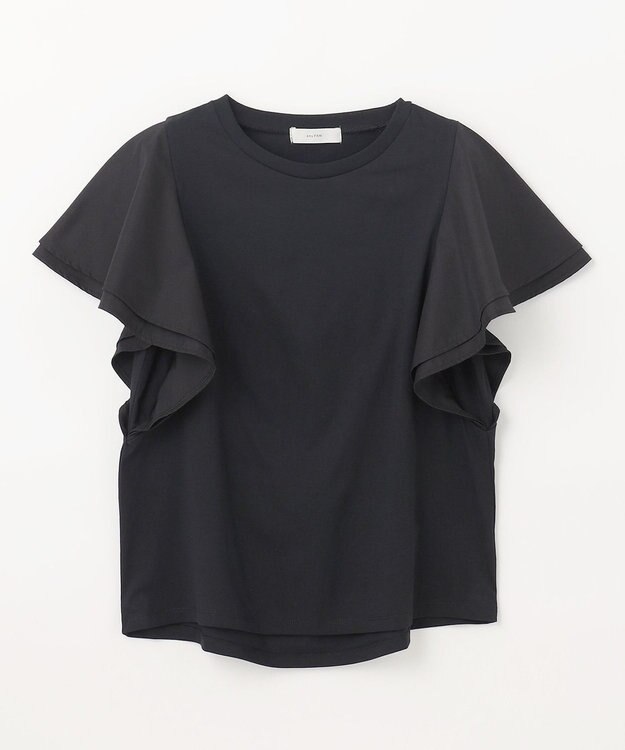 ANY L 【シワになりにくい】ダブルフレアスリーブカットソー ブラック