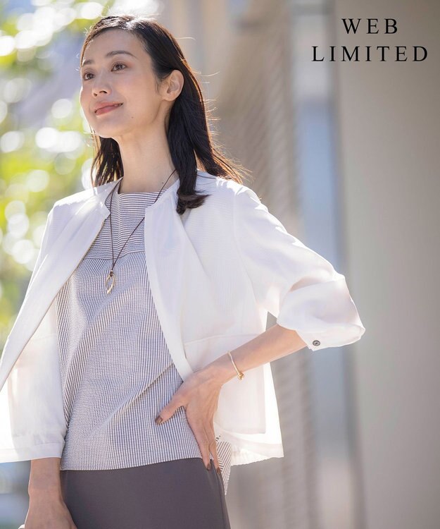 J.PRESS LADIES L 【WEB限定・洗える】ボイルドワッシャー ブルゾン アイボリー系