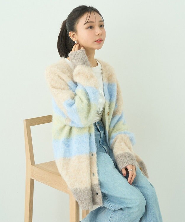 earth music&ecology グラデーション起毛ニットカーディガン Yellow