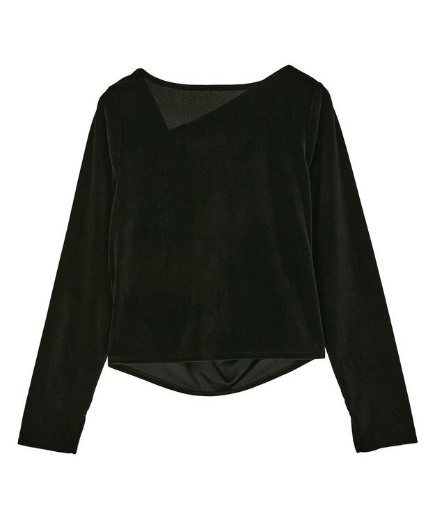 earth music&ecology シアーベロアドレープネックプルオーバー Black