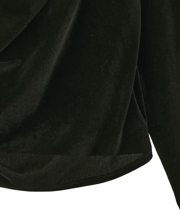 earth music&ecology シアーベロアドレープネックプルオーバー Black