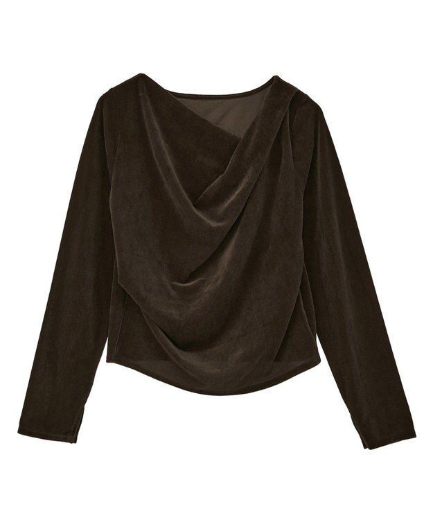 earth music&ecology シアーベロアドレープネックプルオーバー Brown