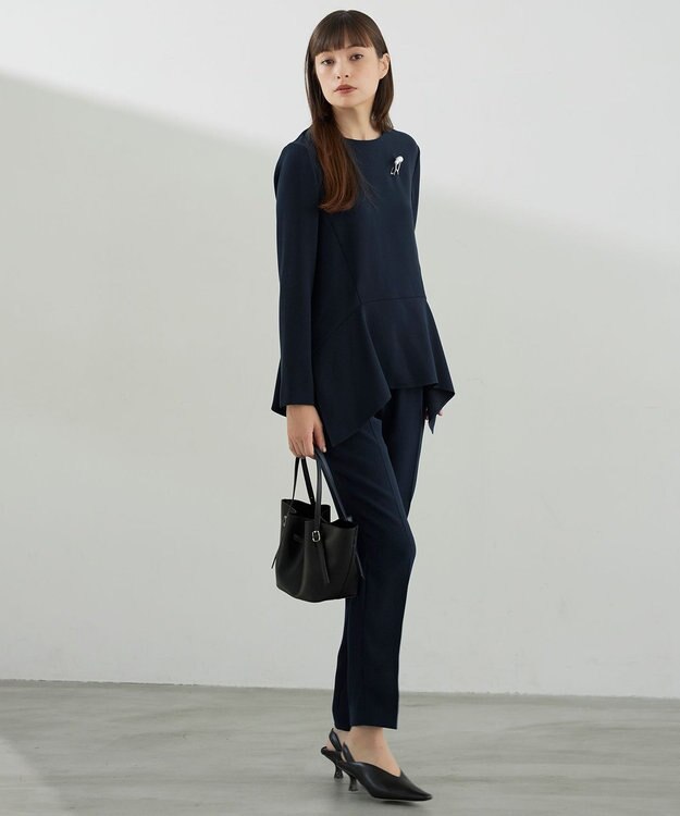 ICB 【洗える】 ライトダブルクロス ドロストパンツ ネイビー系