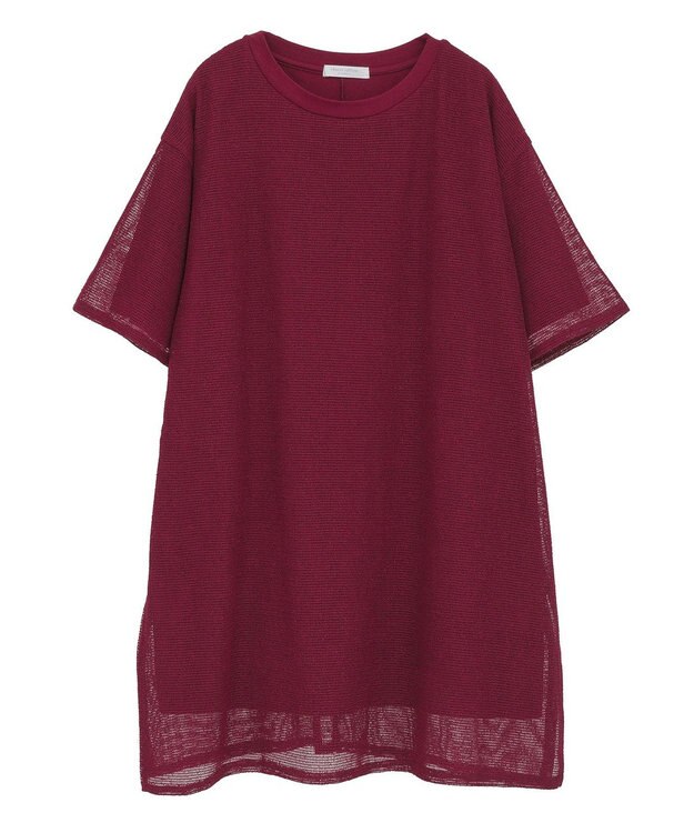 Green Parks 半袖メッシュドッキングチュニック Dark Red