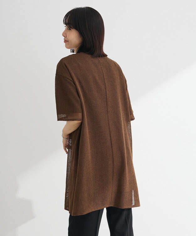 Green Parks 半袖メッシュドッキングチュニック Brown