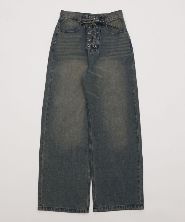 WEGO レースアップデニムパンツ デニム中濃加工色