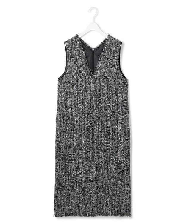 ICB L 【CLASSY.1月号掲載】スパングルツイード ジャンパースカート ブラック×オフホワイト系