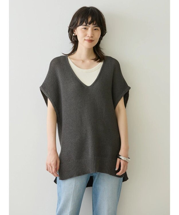 AMERICAN HOLIC リネンブレンドニットベスト Charcoal Gray