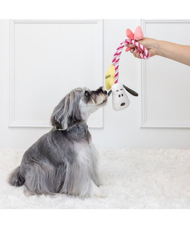 PET PARADISE スヌーピー リボン ロープ トイ ピンク