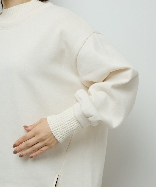 Green Parks リブドッキング裏起毛プルオーバー Ecru
