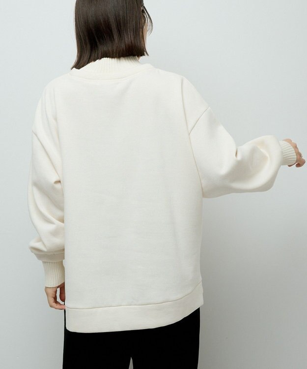 Green Parks リブドッキング裏起毛プルオーバー Ecru